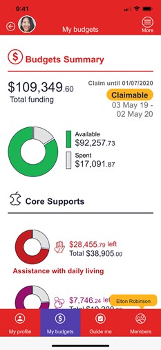 My budgets summary screen of the Leap in! app