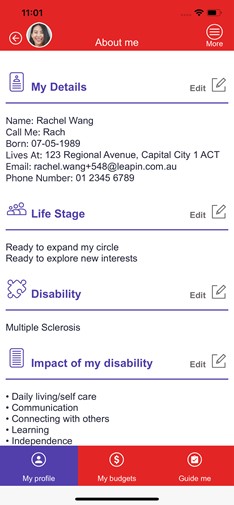 About me screen of the Leap in! app