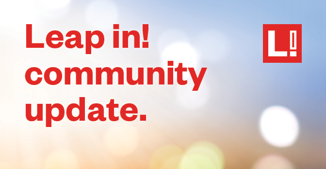 Leap in! community update graphic