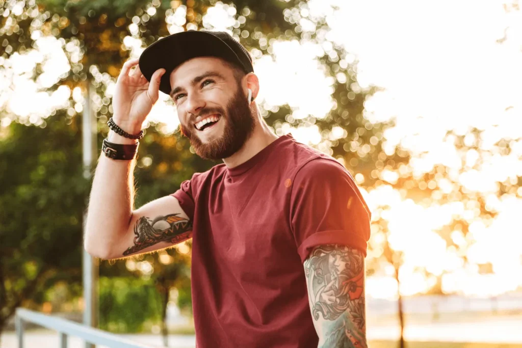 Young man laughing
