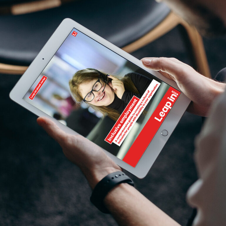 Inclusive employment ebook cover on a tablet