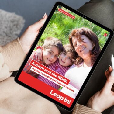 Autism and the NDIS ebook cover on a tablet