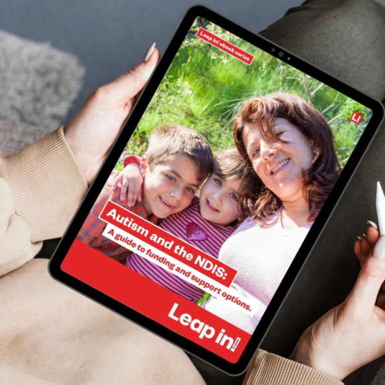 Autism and the NDIS ebook cover on a tablet