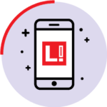 Icon of smart phone with the Leap in! graphic