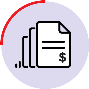 icon with documents and a dollar symbol
