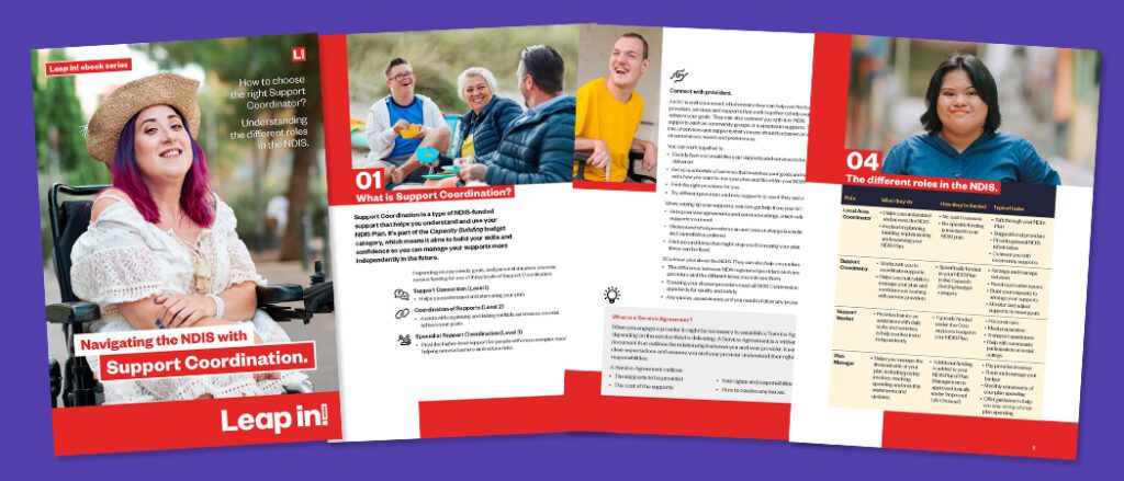 Collage of pages from the Support Coordination ebook