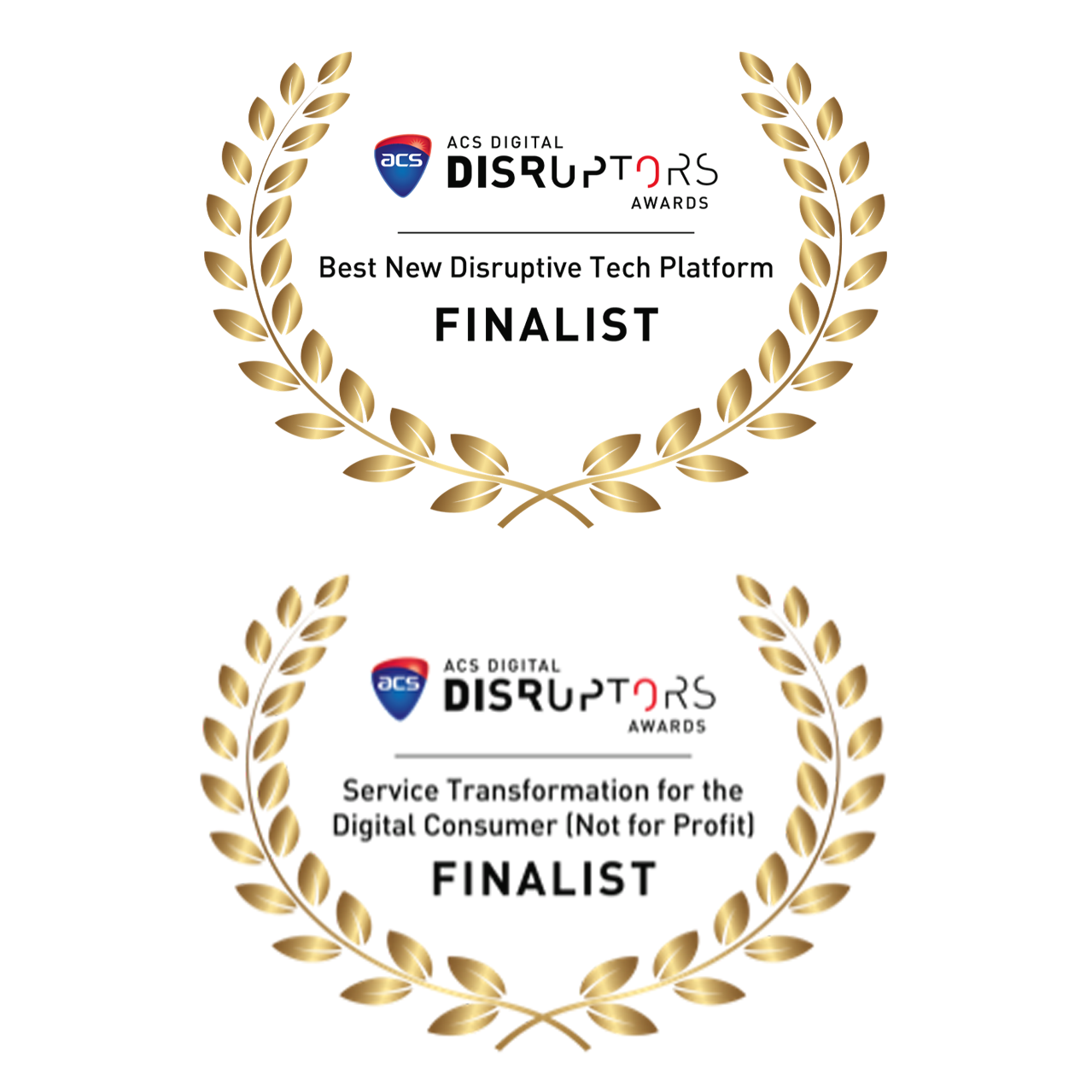 ACS Digital Disruptors Awards Finalist badges