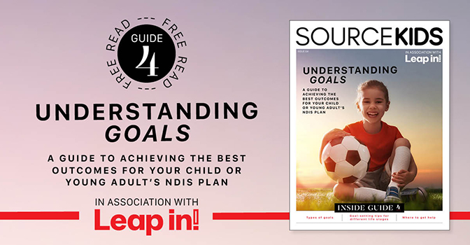 Graphic showing the front cover of the SourceKids Understanding Goals emag